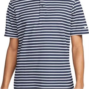 Nike Black and White Striped Golf Polo